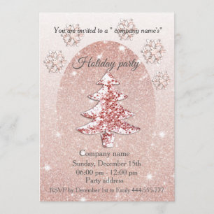 Rose gold sequins corporate Christmas party Invitation