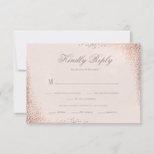 Rose Gold Shimmer Elegant Wedding  RSVP Card