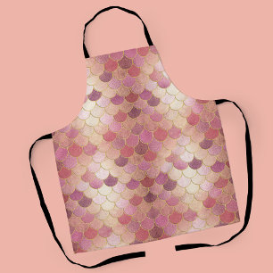 Rose Gold Shimmer Mermaid Scale Pattern Apron