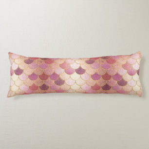 Rose Gold Shimmer Mermaid Scale Pattern Body Cushion