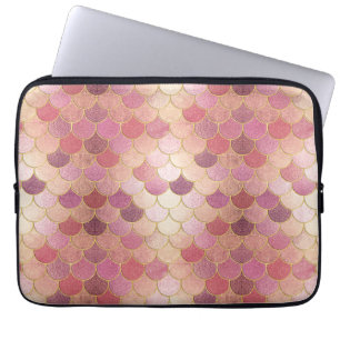 Rose Gold Shimmer Mermaid Scale Pattern Laptop Sleeve