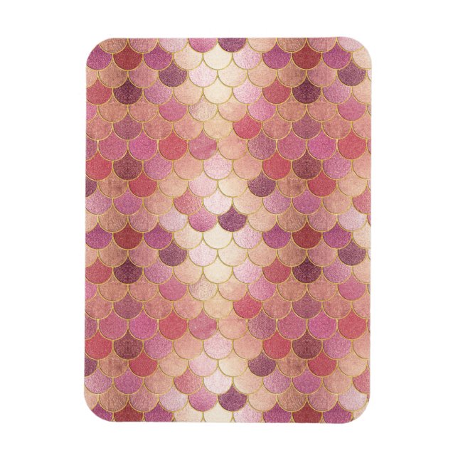 Rose Gold Shimmer Mermaid Scale Pattern Magnet (Vertical)