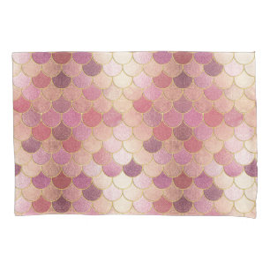 Rose Gold Shimmer Mermaid Scale Pattern Pillowcase