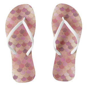 Rose Gold Shimmer Mermaid Scale Pattern Thongs