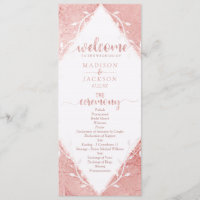 Rose Gold Shimmer Metallic Foil Wedding Program