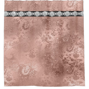 Rose Gold Shimmer with Diamonds Across Shower Curtain