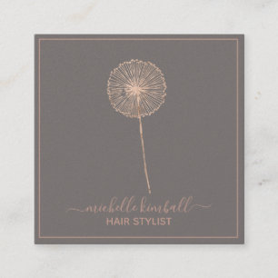 Rose Gold Signature Dandelion   Square Business Card