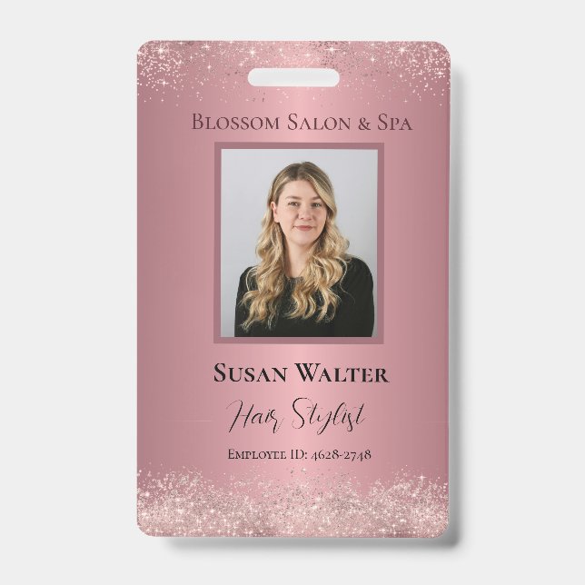 Rose Gold Signature Elegance Employee IDs ID Badge (Front)