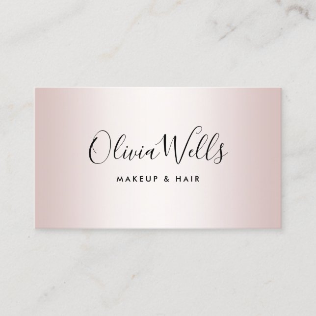 Rose Gold Signature Script Social Media Business   Business Card (Front)