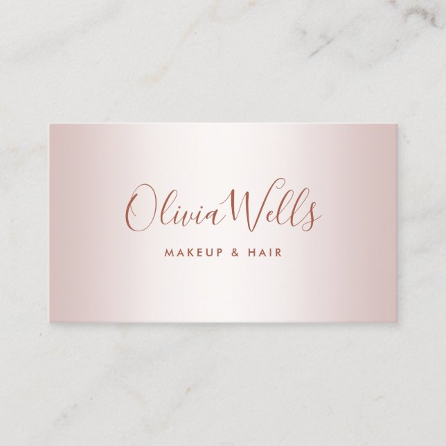 Rose Gold Signature Script Social Media Business C Business Card (Front)