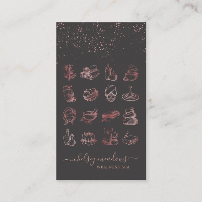 Rose Gold Signature Spa Logo Business Card (Front)