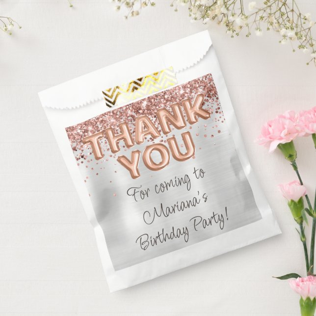 Rose Gold Silver Birthday Party Favour Bag (Sealed)