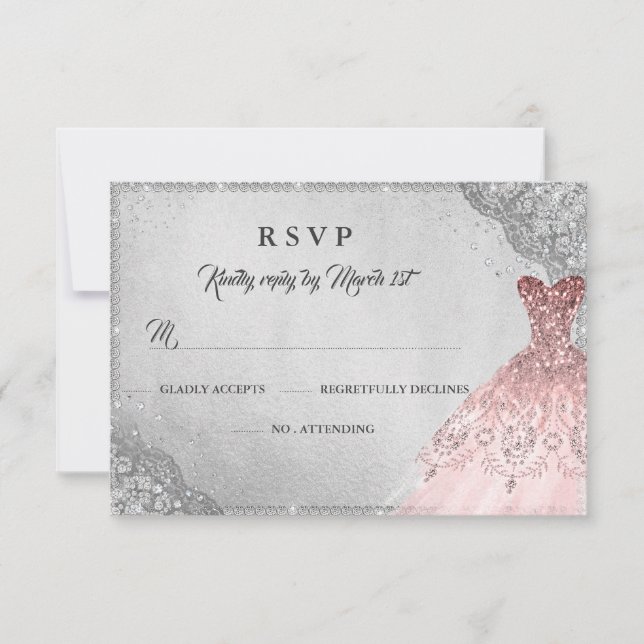 Rose Gold Silver Diamond Sparkle Gown RSVP (Front)