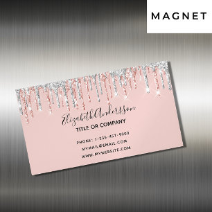 Rose gold silver drips elegant modern 	Magnetic business card
