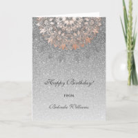 Rose Gold Silver Glitter Floral Mandala Birthday