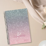 Rose Gold Silver Glitter Sparkle Yearly Monogram Planner<br><div class="desc">This design was created though digital art. It may be personalised in the area provided or customising by choosing the click to customise further option and changing the name, initials or words. You may also change the text colour and style or delete the text for an image only design. Contact...</div>