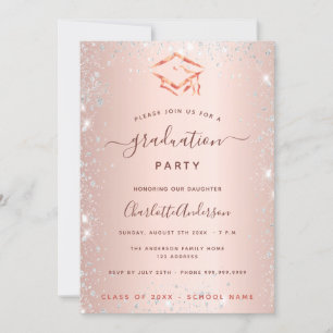 Rose gold silver graduation party 2025 invitation