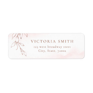 Rose gold simple botanical wedding return address label