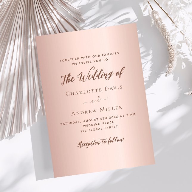 Rose gold simple elegant luxury wedding invitation (Creator Uploaded)