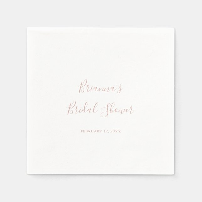 Rose Gold Simple Minimalist Bridal Shower Napkins (Front)