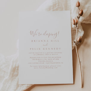 Rose Gold Simple Minimalist Elopement Reception Invitation