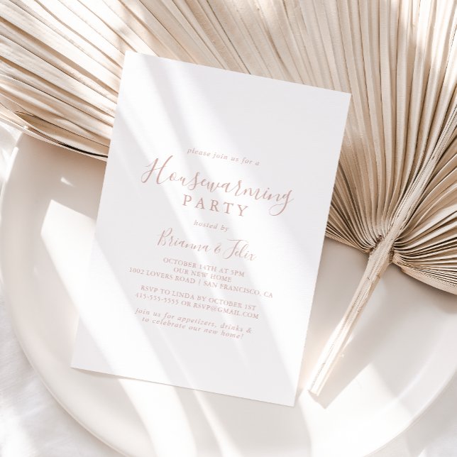 Rose Gold Simple Minimalist Housewarming Party  Invitation (Creator Uploaded)