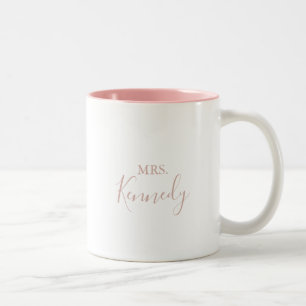 Rose Gold Simple Minimalist Mrs Newlywed Bride   Two-Tone Coffee Mug
