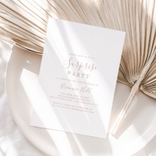 Rose Gold Simple Minimalist Surprise Party  Invitation