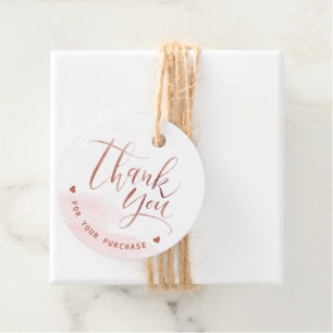 Rose Gold Simple Modern Script Business Thank You Favour Tags