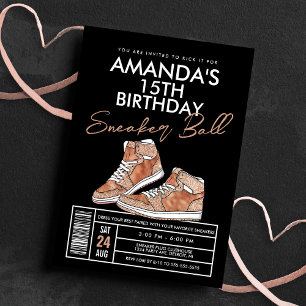 Rose Gold Sneaker Ball Birthday Invitation