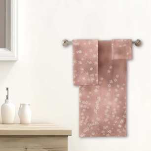 Rose Gold Snowflake Christmas  Bath Towels