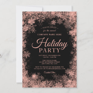 Rose Gold Snowflake Christmas Corporate Holiday Invitation