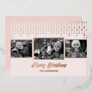 Rose Gold Snowflake Christmas Photo Foil  Holiday Card