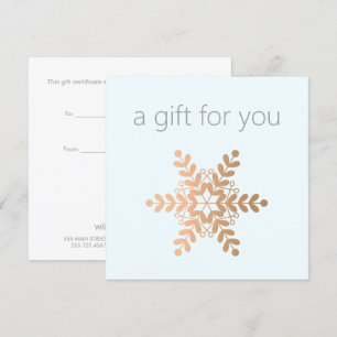 Rose Gold Snowflake Holiday Gift Certificate