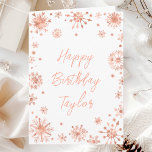 Rose Gold Snowflakes Happy Birthday Card<br><div class="desc">This elegant and glamourous watercolor birthday card can be personalised with a name or title, such as mum, daughter, granddaughter, niece, friend etc. It features watercolor rose gold faux glitter snowflakes and sparkles on a white background. The text combines handwritten script and modern sans serif fonts for a classy and...</div>