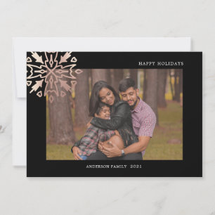 rose gold snowflakes holiday photo card