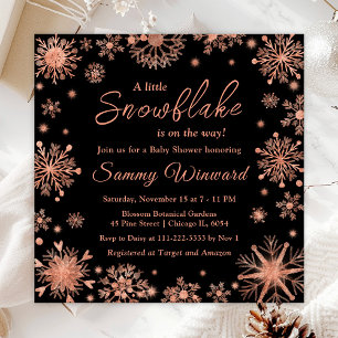 Rose Gold Snowflakes Winter Baby Shower Invitation