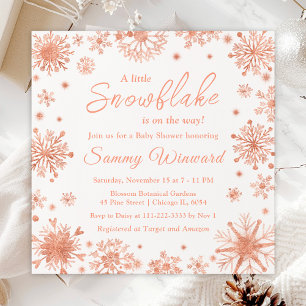 Rose Gold Snowflakes Winter Baby Shower Invitation