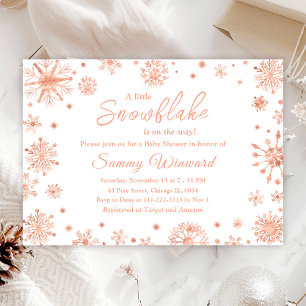 Rose Gold Snowflakes Winter Baby Shower Invitation