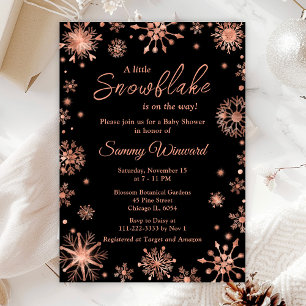 Rose Gold Snowflakes Winter Baby Shower Invitation