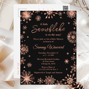 Rose Gold Snowflakes Winter Baby Shower Postcard