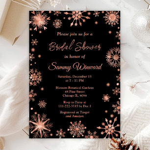 Rose Gold Snowflakes Winter Bridal Shower Invitation