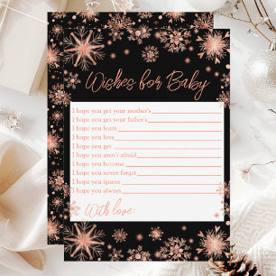 Rose Gold Snowflakes Wishes For Baby Invitation