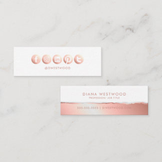 Rose gold social media elegant professional modern mini business card