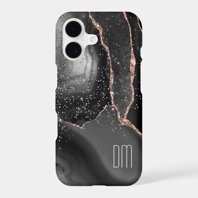 Rose Gold Sparkle Abstract Monogram (Back)