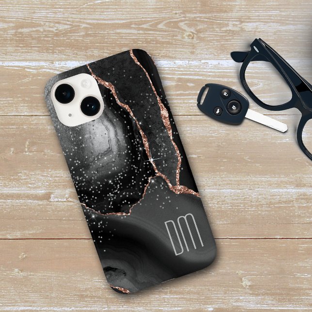 Rose Gold Sparkle Abstract Monogram Case-Mate iPhone Case (Creator Uploaded)