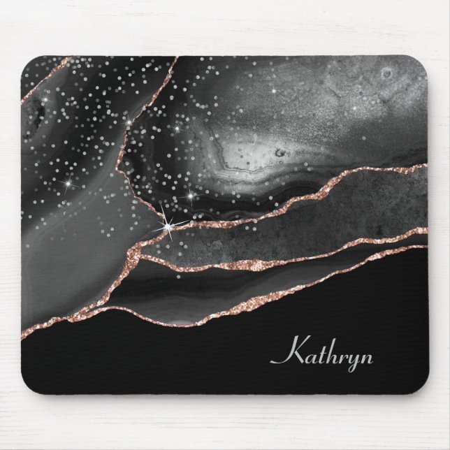 Rose Gold Sparkle Abstract Mouse Pad (Front)