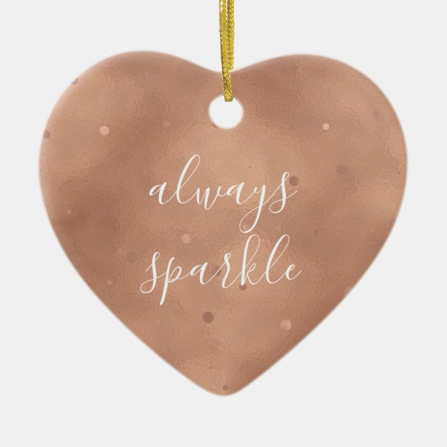 Rose Gold Sparkle Ceramic Tree Decoration (Front)
