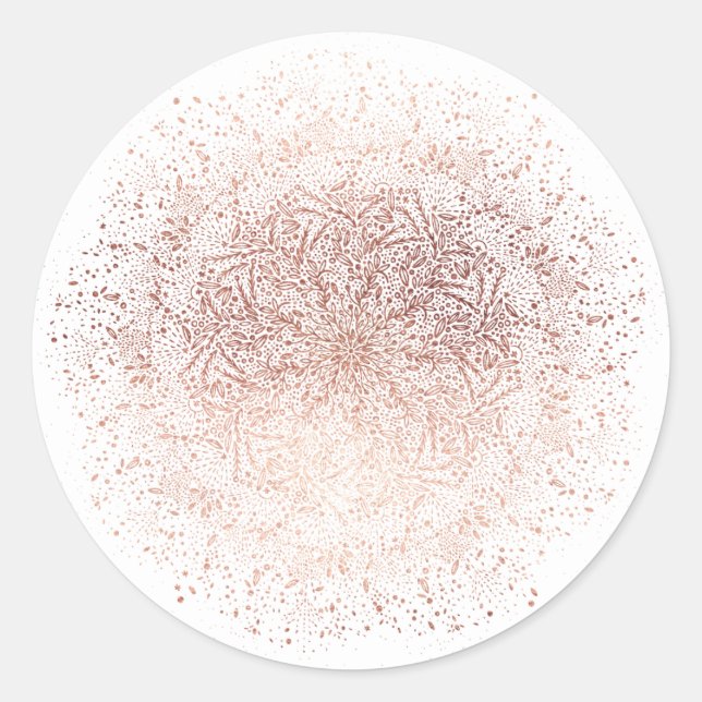 Rose Gold Sparkle Christmas Holiday Round Sticker (Front)