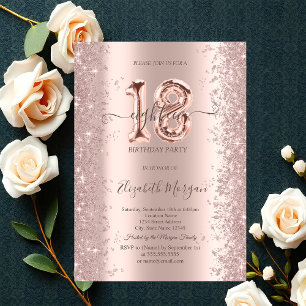  Rose Gold Sparkle Diamonds 18th Birthday  Invitation